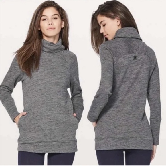 Lululemon To You Tunic Mock Neck Turtleneck Sweatshirt Heathered Grey 8 - Picture 1 of 8